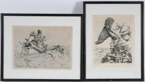 Two George Gale Limited Edition Etchings "Close Quarters" and "Fighting Whale"