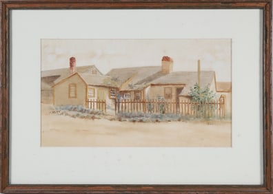 H.M.W. 1910 Nantucket Watercolor on Paper "Sconset Cottage"