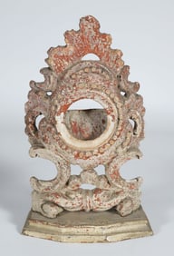 Carved Wood Watch Holder in Original Paint, 19th Century