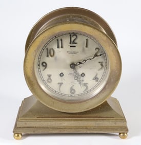 Chelsea Brass Ship's Bell Clock with 6 Inch Dial, Retailed by Grogan Co. Pittsburgh, Pennsylvania