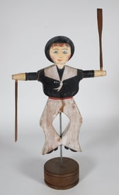 Signed Lincoln J. Ceely Carved and Polychromed Sailor Whirligig