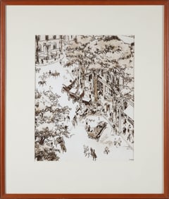 Tony Sarg Sepia Tone Print "Main Street, Nantucket"