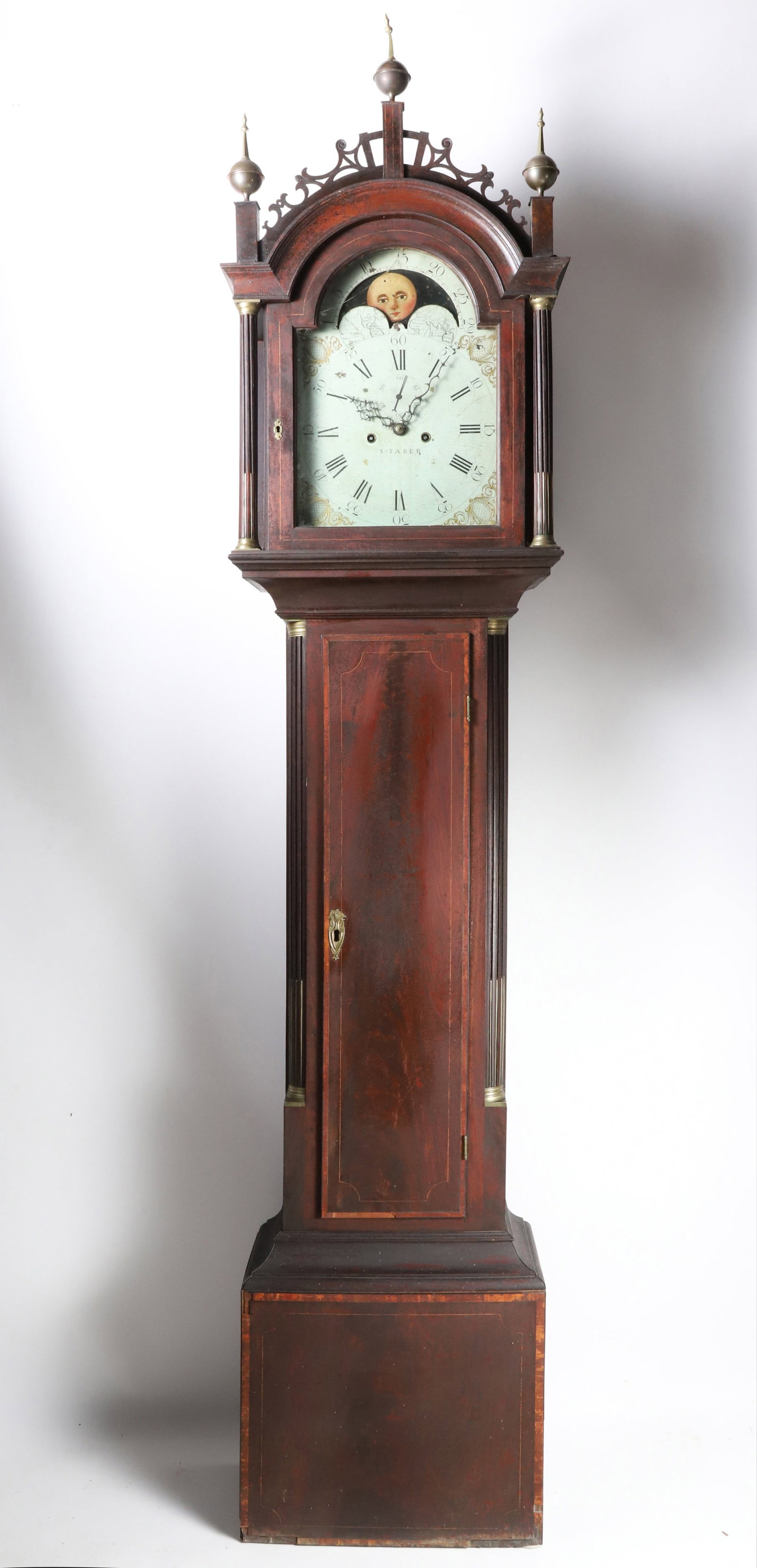 Stephen Taber Inlaid Mahogany Tall Case Clock in a Roxbury Case, circa 1798-1825 (1 of 9)