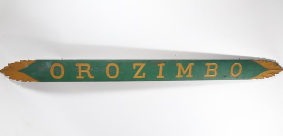 Vintage "Orozimbo" Ship's Carved and Polychromed Quarterboard