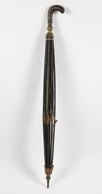 Rare American Antique Baleen Rib and Brass Umbrella