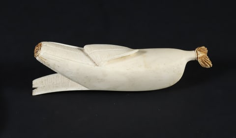 Banana Whale Carved from an Antique Sperm Whale Tooth