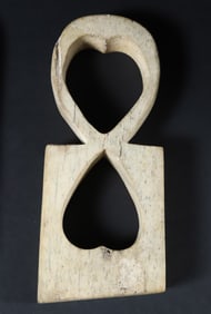 Folk Art Carved Antique Whale Bone "Pierced Hearts", 19th Century