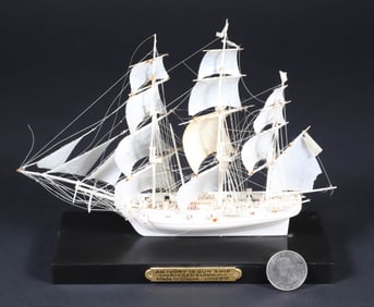 Antique French Dieppe Prisoner of War Model of a 14-Gun Ship Rigged Sloop of War, circa 1820
