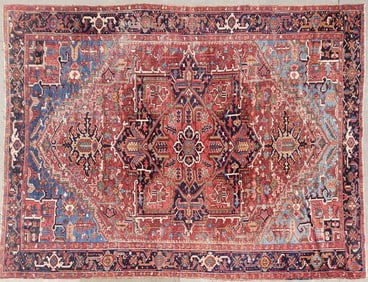 Vintage Heriz Hand Knotted Wool Rug Oriental Carpet, circa 1930s