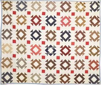 American Antique Geometric Patchwork Quilt, 19th Century