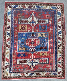 Antique Caucasian Kazak Oriental Carpet Wool Rug, circa 1900