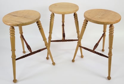 Set of Three George F DeCambra Hand Crafted Nantucket Bar Stools