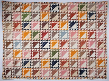 Fine Signed Antique Lady of the Lake - Birds in the Air Patchwork Quilt, 19th Century, Signed Ana S