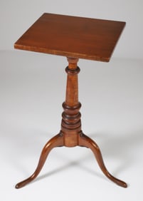 American Tiger Maple and Cherry Candlestand, circa 1800