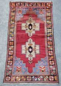 Antique Turkish Tribal Oriental Carpet Wool Rug