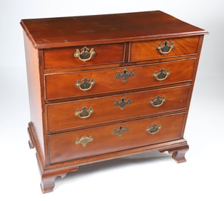 American Chippendale Two Over Three Drawer Chest, circa 1800