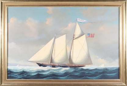 Salvatore Colacicco Oil on Board "Two Mast Sailing Sloop"