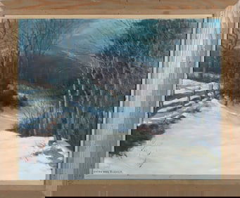 Anton Otto Fischer Oil on Canvas "Locke's Road, Moonlit"