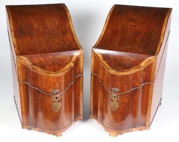 Pair of George III Mahogany Knife Boxes, late 18th Century
