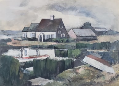 Allen Folger Nantucket Tempera on Artist Paper, "The Creeks"