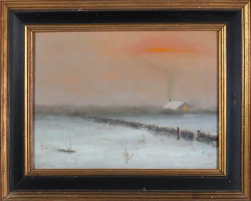 Robert Stark Jr. Oil on Board "Winter Eve"