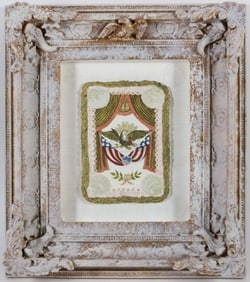 Mellie Cooper Acrylic Painting "Patriotic Eagle" on Hand Cast and Assembled Paper