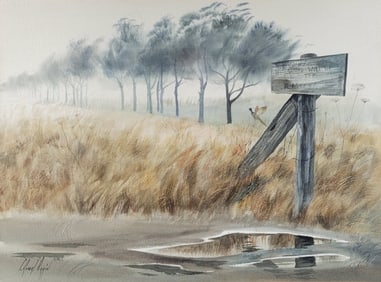 C. Robert Perrin Nantucket Watercolor "Out in the Moors"