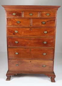 Pennsylvania Chippendale Walnut Nine Drawer Tall Chest, circa 1790
