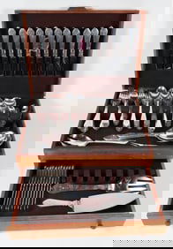 Georg Jensen Denmark "Antik" Sterling Silver Flatware Service, 134 Pieces