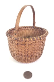 Diminutive Antique Nantucket Swing Handle Lightship Basket