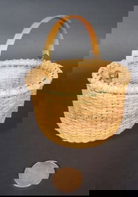 Vintage Round Swing Handle Two-Egg Nantucket Basket