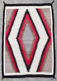 Vintage Navajo Dine Native American Indian Wool Rug Weaving