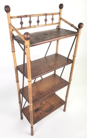 Antique English, Bamboo Four-Tier Etagere Bookshelf, 19th Century
