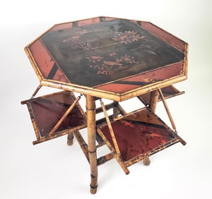 Antique English Lacquered Bamboo Octagonal Cocktail Table, 19th century