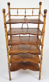 Antique American 19th Century Bamboo and Oak Bookshelf