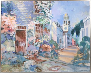 Sybil Goldsmith Large Oil on Linen "Church Towers", circa 1992