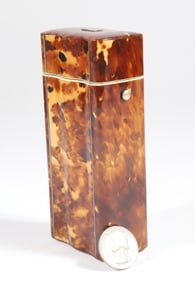 Traveling Antique Tortoiseshell Tea Caddy, circa 1820