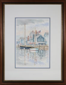 G. S. Hill Watercolor "Harbor View", circa 1991