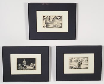 Three Rockwell Kent Greenland Inuit Bookplate Engravings