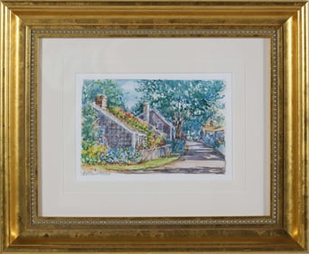 William Welch Watercolor on Paper "Pretty Lane Sconset"