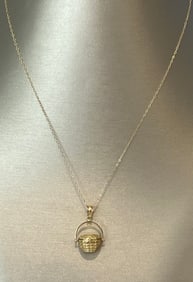 Gold Nantucket Basket Pendant on 14k Gold Chain