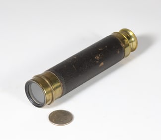 Brass and Leather Wrapped 3-Draw Spyglass, 19th Century