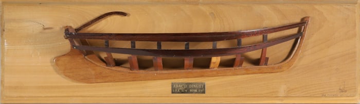 Skeleton Half Hull of an Abaco Dinghy on Wood Plank by Bill County, circa 1992