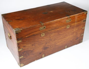Chinese Export Brass Bound Camphorwood Partner's Trunk, 19th Century