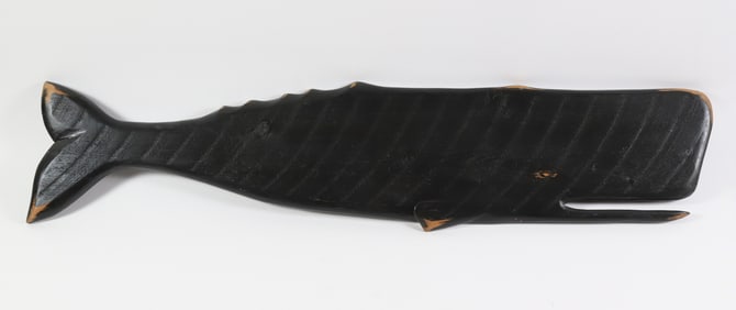 Contemporary Carved and Painted Sperm Whale, Signed JM 2022