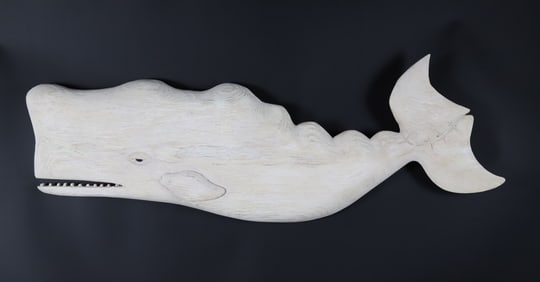 Mike Bacle Carved and Painted Moby Dick Sperm Whale Plaque