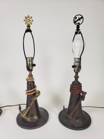 Pair of Vintage Brass Anchor Form Lamps