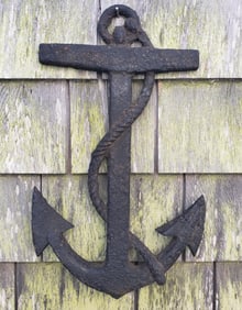 Antique Cast Iron Naval Rope and Anchor Wall Plaque