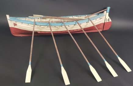 Vintage Carved and Painted Titanic Life Boat Model