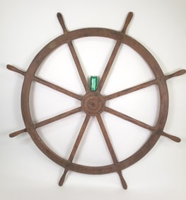 Vintage Folk Art Carved and Laminated Wooden Ship's Wheel